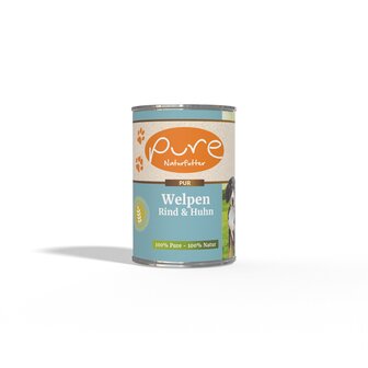 Pure &ndash; Natvoer &ndash; PUPPY - Rund en Kip &ndash; 6x 400 gram &ndash; Hypoallergeen &ndash; Pure &ndash; Glutenvrij &ndash; Natvoer voor de gevoelige hond