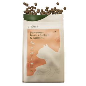 Chomi Pets - Kitten Droogvoer - 1,5 KG - Kip Zalm - Kitten brokken - Met Natuurlijke Ingrediënten - Voor een Gezonde Vacht - Kitten voeding