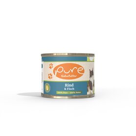 Pure - Kattennatvoer Rund & Koolvis – Natuurlijk Voer met 68% Dierlijke Ingrediënten – Zonder Toevoegingen –6x195gr
