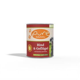 Pure -Honden natvoer Rund & Gevogelte – 64% Vers Vlees – Graanvrij – Met Wortel & Erwt – Voor Alle Rassen & Leeftijden 6x800g