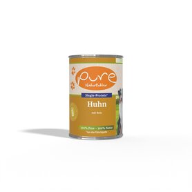 Pure -Natuurlijk Hondenvoer Kip met Rijst – 65% Vers Vlees – Glutenvrij – Voor Puppy, Volwassen en Senior – 6x400g
