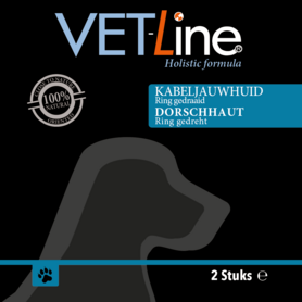 VETLINE - Kabeljauwhuid Ring Gedraaid – 100 gram - Eiwitrijke Natuurlijke Snack voor Honden