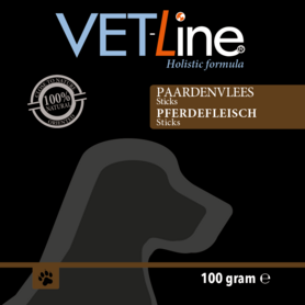 VETLINE - Paardenvlees Sticks – 100 gram - Zachte, Hypoallergene Kauwsnack van 99% Paard